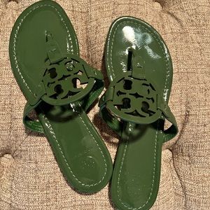 Tory Burch Miller sandal. Size 8 1/2 M. Green patent.